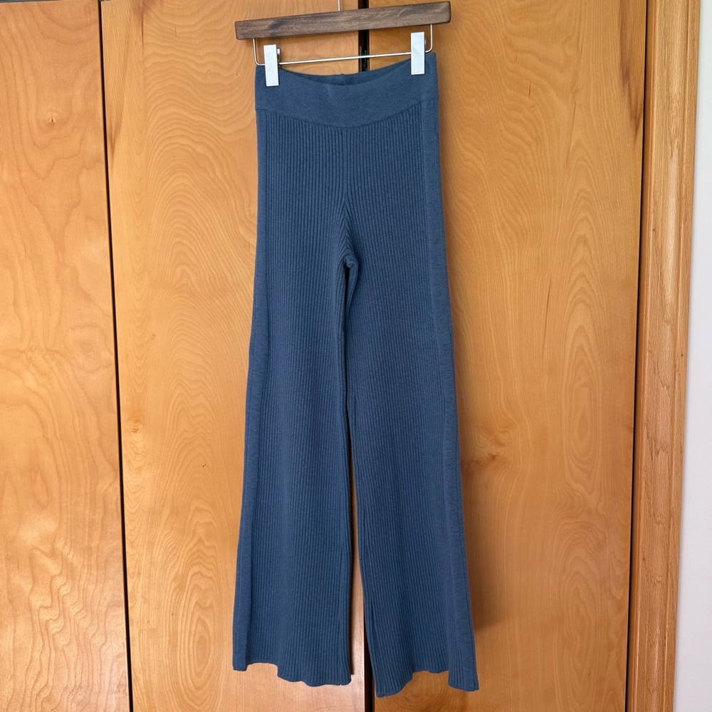 Aerie Blue Ribbed Sweater Flare Pants